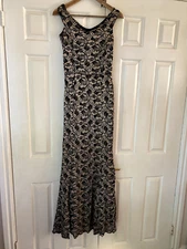 Quiz Gold & Black Lace Evening Dress UK 10 Sparkly Stretch Prom Party Xmas