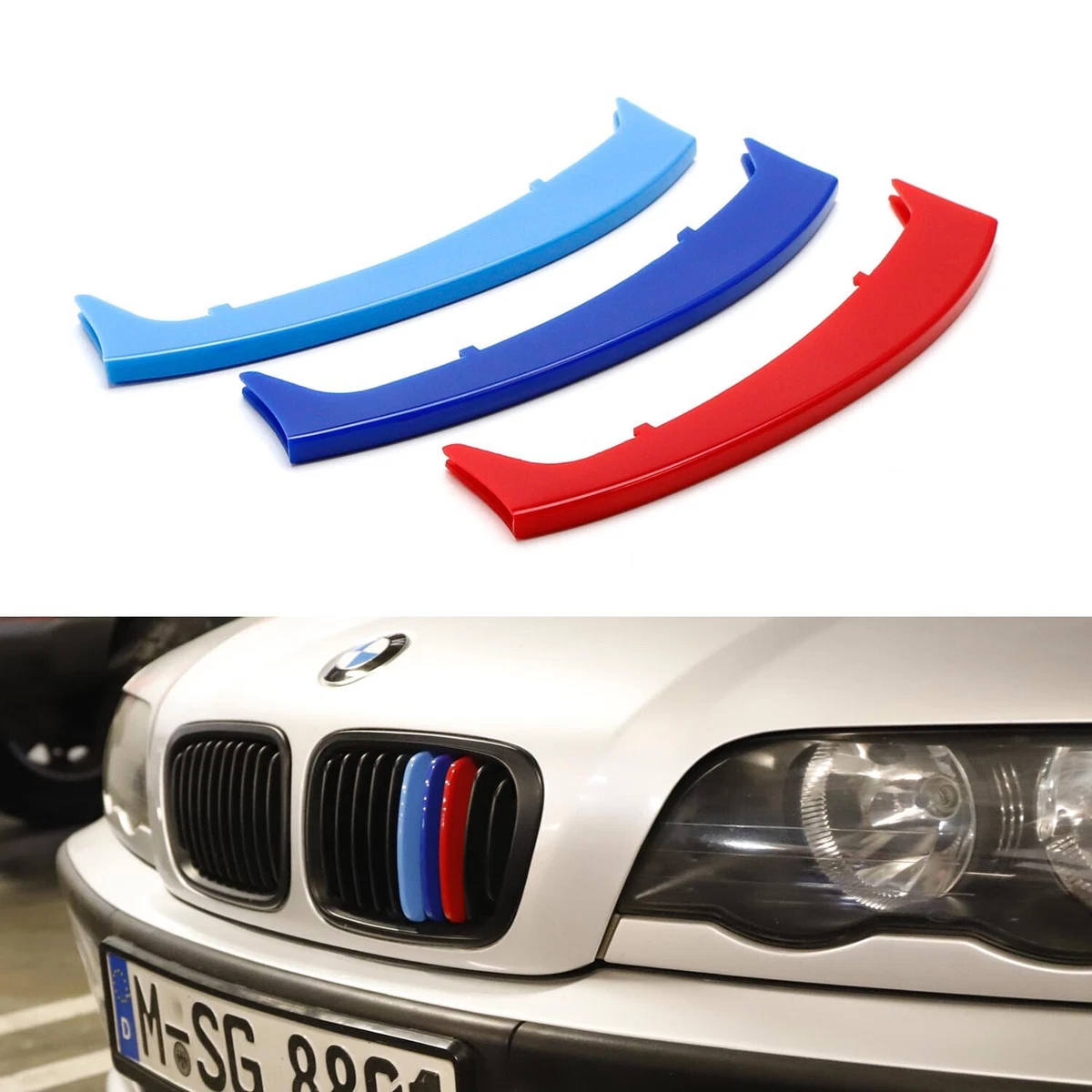 M Colored Grille Insert Trims For 99 01 BMW E46 3 Series 4DR w 10