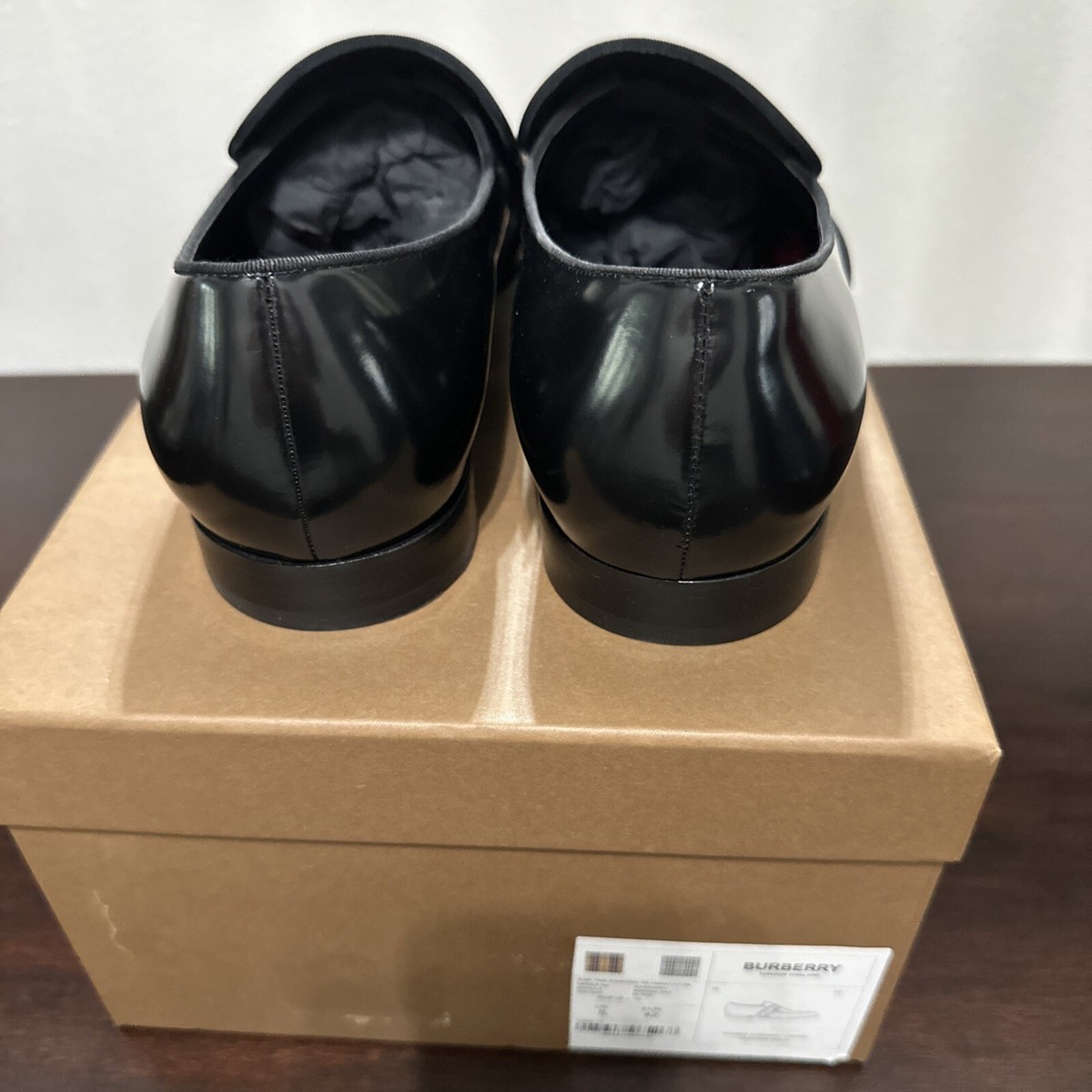 ?AUTHENTIC BURBERRY OXFORD MENS SHOES VINTAGE PATENT Authentic New BURBERRY Men Black SANFORD TB Patent Loafer  main image 3