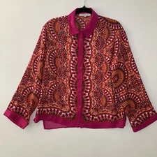 Rose And Olive top medium Geometric Button Up Collard Pink Multi Color