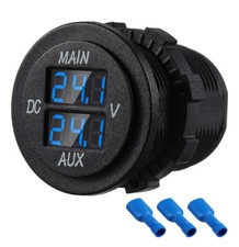 Blue Led Digital Double Voltmeter Round Panel Voltage Monitor For Car Pickup Rv
