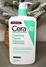 NEW CeraVe Fragrance Free Ceramide Foaming Facial Cleanser Normal Oily Skin 19oz