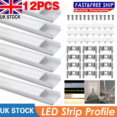 DEPHTHON 12Pack LED Aluminium Channel Profile 3.3ft Extrusion Diffuser Strip Lights Cover