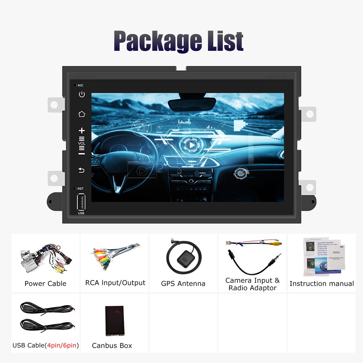 Radio 2G + 64G para Ford F150 F250 F350 Edge, pantalla táctil Android