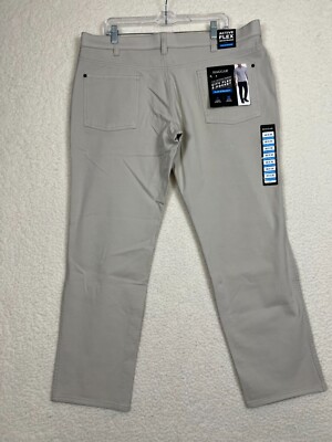 Haggar Pants Mens 40x30 Light Khaki Active Chino Flex Stretch Slim Straight NEW