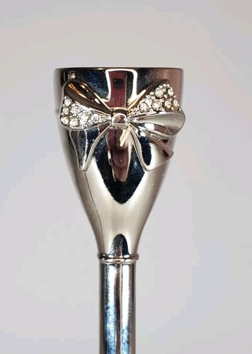 Signature Home Collection Kimberly Silver Taper Candle Holders Pair 7 7/8 Inch - Picture 3 of 4