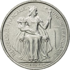[#493465] Coin, FRENCH OCEANIA, 5 Francs, 1952, Paris, ESSAI, MS(63), Aluminum, 