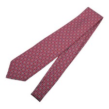 HERMES Tie Red Multicolor Silk Used