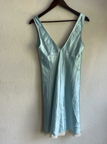 Vintage Y2K Victorias Secret Satin Babydoll Slip Dres S Blue Fairy Coquette - Picture 3 of 9