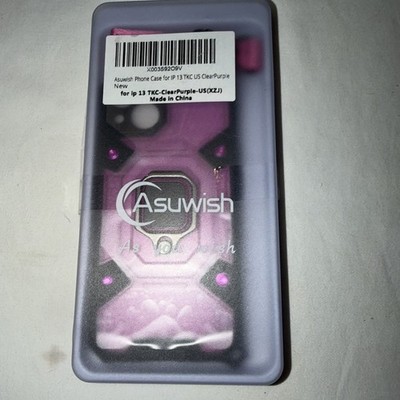 Asuwish iPhone 13 TKC US Clear /Purple (xZJ) Case With Strap As You Wish New