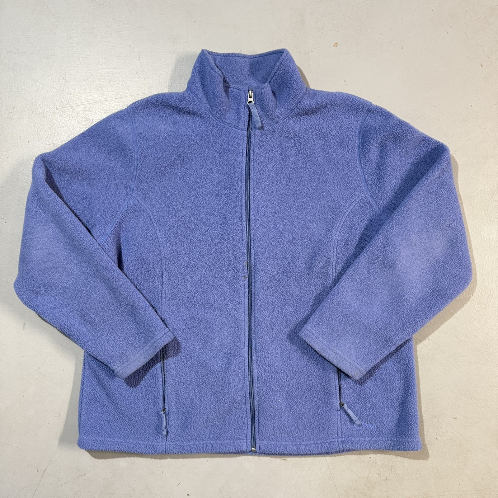 LL Bean Light Blue Fleece Jacket Womens 1X Full Zip Long Sleeve Outdoor Soft