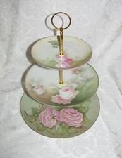 Custom Three Tier Tea Party Cake Stand Made With Vintage Hand Painted Plates