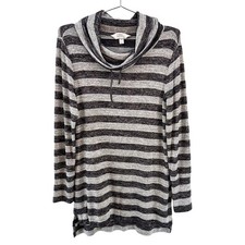 MARKET & SPRUCE Granita Cowl Neck Stripe Sweater Dress • Small • gray