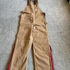 Carhartt 6FBQZ Overall Quilted Lined Canvas Bib Workwear 36x32 USA Union Made