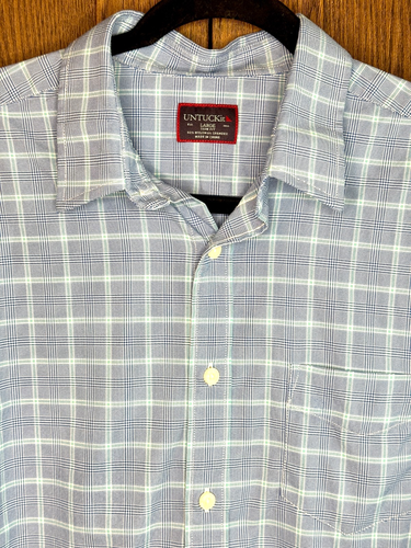 UNTUCKit Mens L Blue Long Sleeve Button Down Shirt 100% Cotton Casual Untucked - Picture 2 of 13