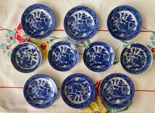Blue Willow Child Doll Tea Set Mixed -plates/saucers/cups with assorted spoons