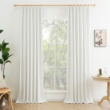 Linen Pinch Pleated Blackout Curtains 96 Inch Long, 2 Panels Linen Blackout C...