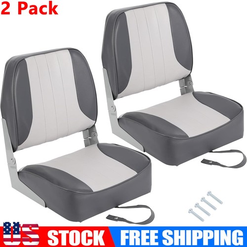 Fold-down Bench Seats Super Comfy Low Back Boat Seats - 2 Pack With Stainless Screws & Waterproof Cover, Perfect For Fishing & Boating (Red) Waterproof Boat Seats With Cover