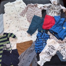Lot Baby Boy Clothes 0-9 Mo. Halo, Cat Jack, Crown Ivy Carters Handmade Burp Clo