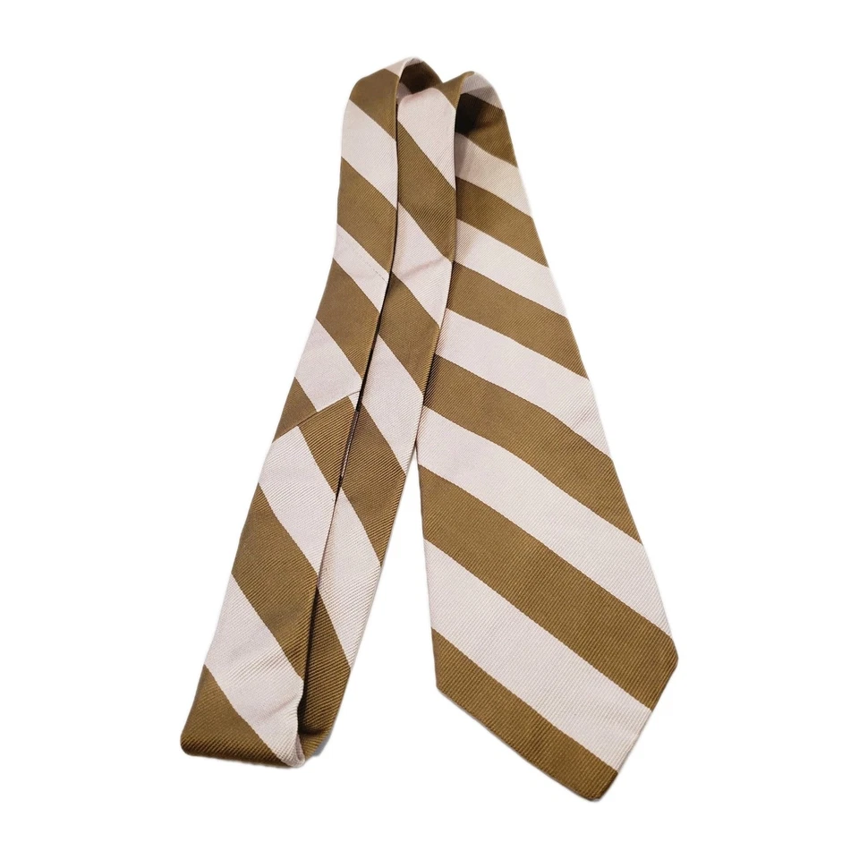 Corbata de gallo rosa y marrón patrón de rayas para hombre cuello corbata tela 56x3" Foto 2 de 4