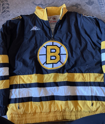Vtg 90s Apex One Boston Bruins Pullover Jacket Men s Medium 1/4 Zip