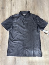 Chef Works Urban Collection Shirt Medium Black Short Sleeve Button Up NWT