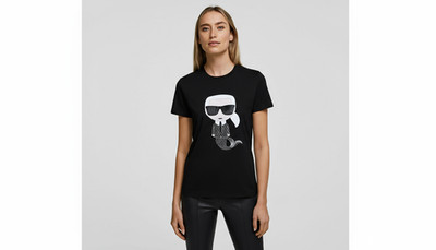 SCHWARZES T-SHIRT KARL LAGERFELD K/ZODIAC T-SHIRT   PISCES FISCH XS 