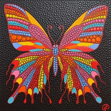 Butterfly Original Painting Modern  Colorful Moth Art Insects on Canvas 16*16 in