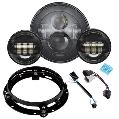 SUNPIE Motorcycle 7 Inch Headlight Black Compatible with Harley Road King, Road/