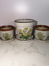 3 Vintage Neiman Marcus Takahashi Japan Speckled Stoneware Flower Pot Planters