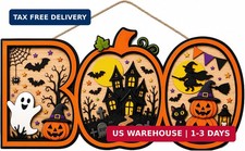 Halloween Decorations - Halloween Wooden Boo Sign for Front Door  Pumpkin Ghost