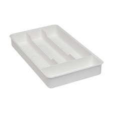 Small Utensil Silverware Drawer Organizer White 5 Compartments 12x7in Mesh