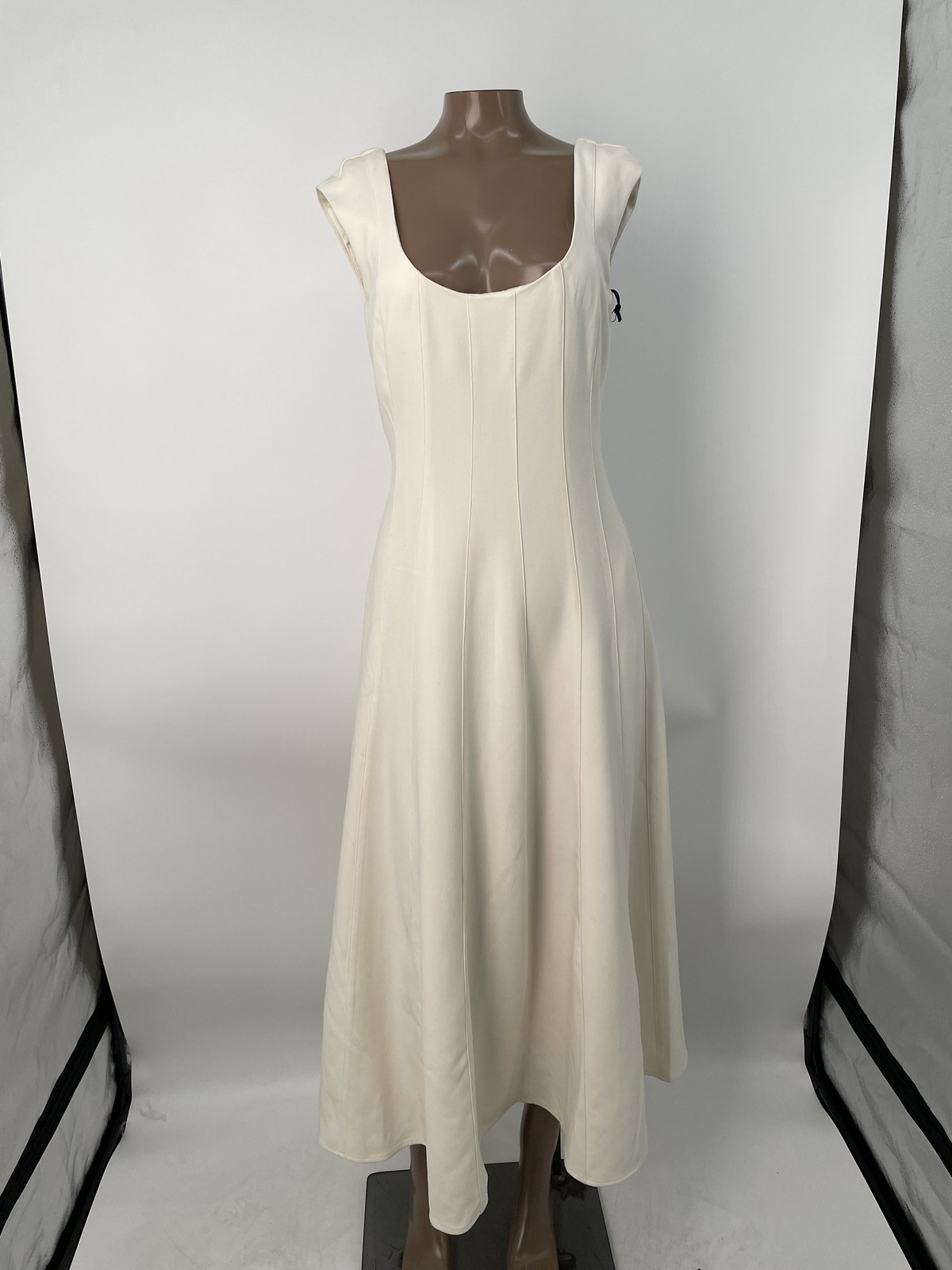 Staud Women's Jersey Dress White Size 6 Charlotte Scoop-Neck Effortless Fabric