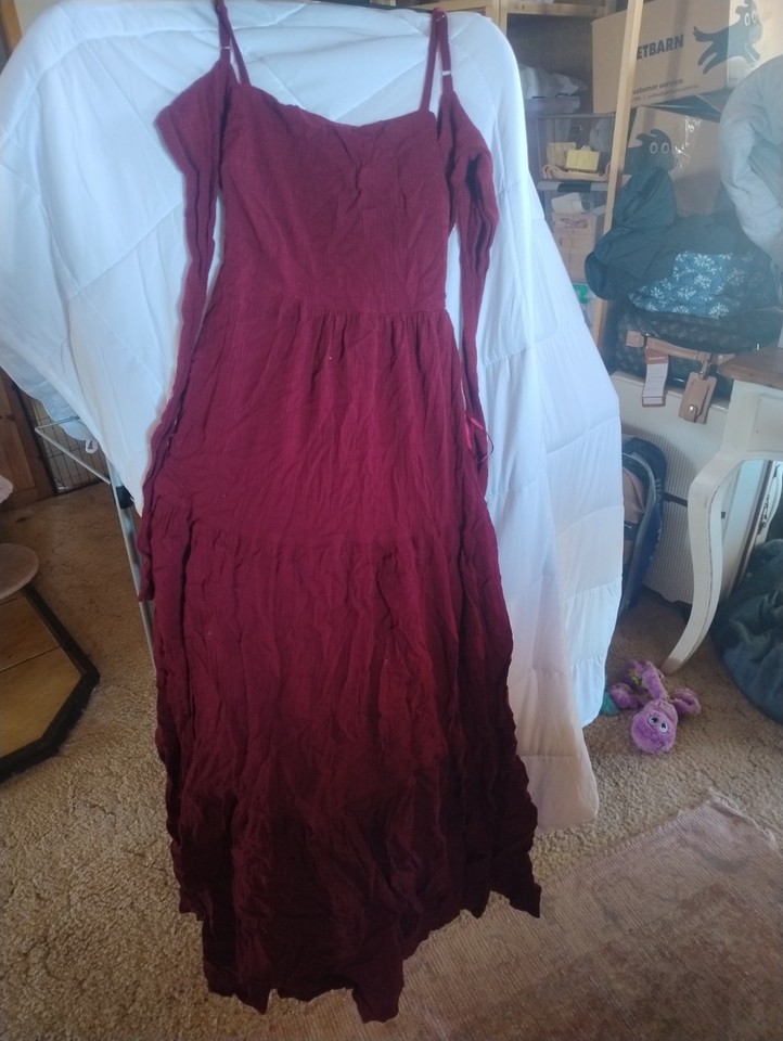 Mooloola Dress Womens Size 8 - Red Tiered Maxi Sundress Summer - rear ties