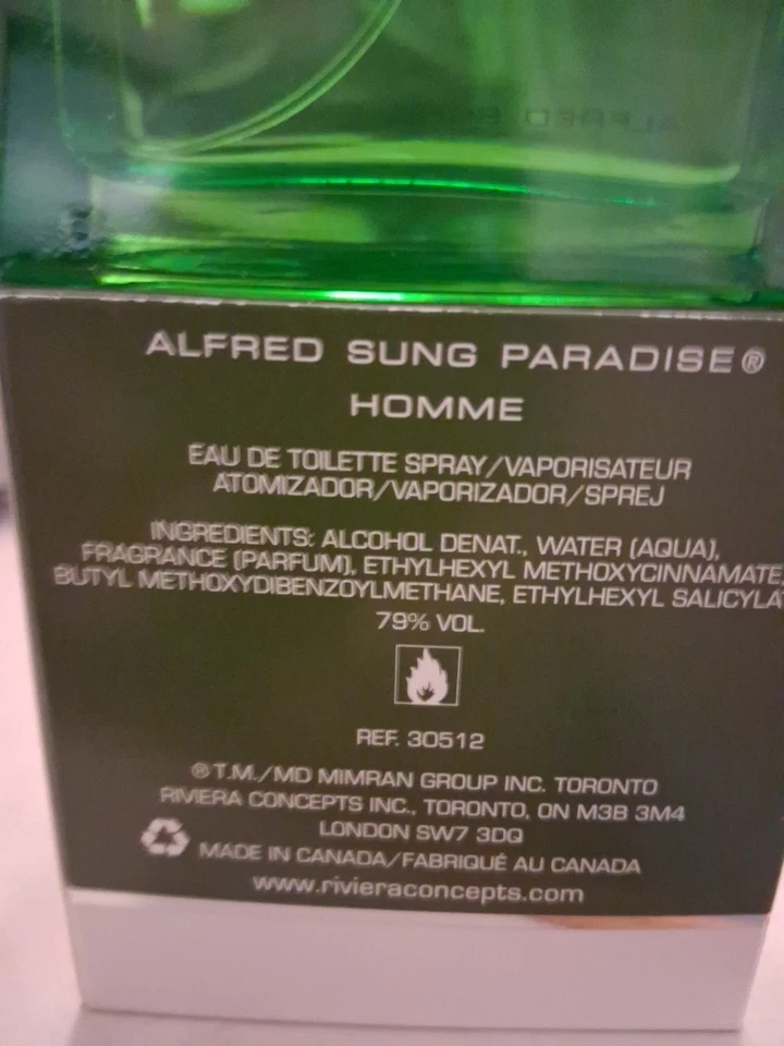 Alfred Sung Paradise Homme Eau de Toilette Spray para Hombres 1.7 fl oz Foto 3 de 4
