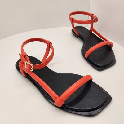 Lafayette city sandals 8 coral pink leather Caroline padded Made Italy new $598