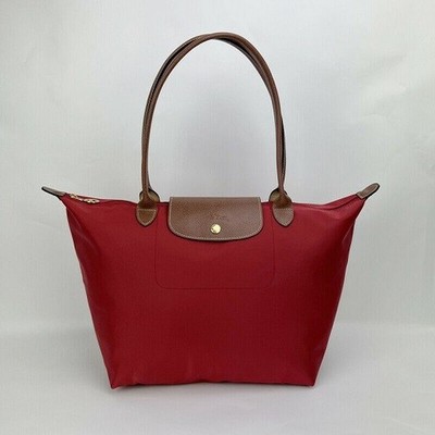 Longchamp Le Pliage Rot Tote gestickte Pferdetasche GRÖße L  hty-72