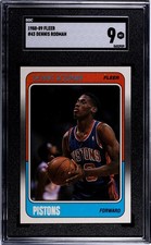 1988-1989 Fleer Dennis Rodman #43 Pistons Bulls Rookie RC SGC 9!!