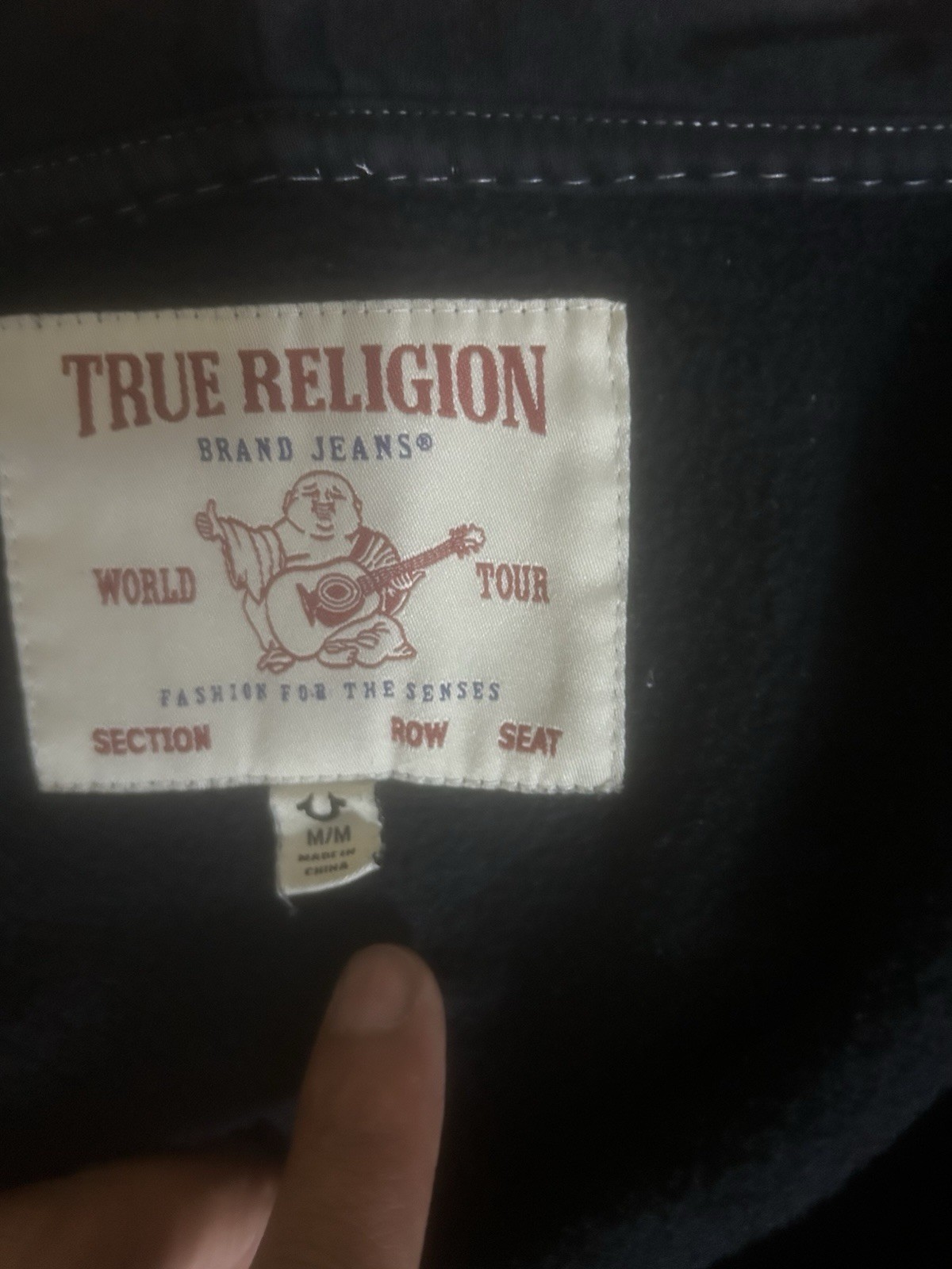 True Religion Men's Black Full Zip Hoodie Graphic Print Size M