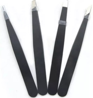 100X Ewanto Augenbrauen Pinzetten 4Er Set Schwarz PräZisions-Pinzettenset Aus