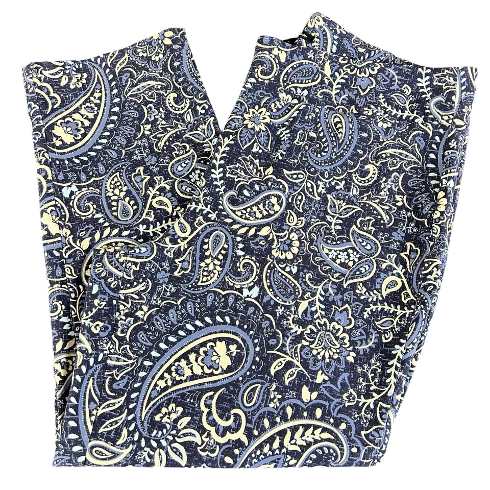 Zac & Rachel Pull On Pants Women Size 18W Blue White Paisley Casual Ankle Capri - Image 3 of 4