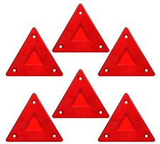 6-Pack Red Safety Reflector Triangles, Slow Moving Vehicle Warning Signs for Tru