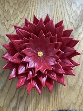 Lot de cinq assiettes poinsettia céramique vintage amateur tailles graduées