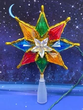 NEW Colorful Jewel tone Christmas Star Tree Topper 8" LIGHTED MULTI COLOR