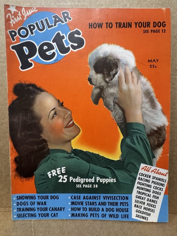 MAG: Popular Pets #1 5/1940-1st issue-Dogs of War-Cock Fighting-Southern Stat...