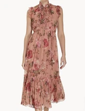 🩷ZIMMERMANN-RRP $850-BNWT-Size 4/ XL- LUMINOSITY FLUTTER MIDI DRESS- STUNNING!