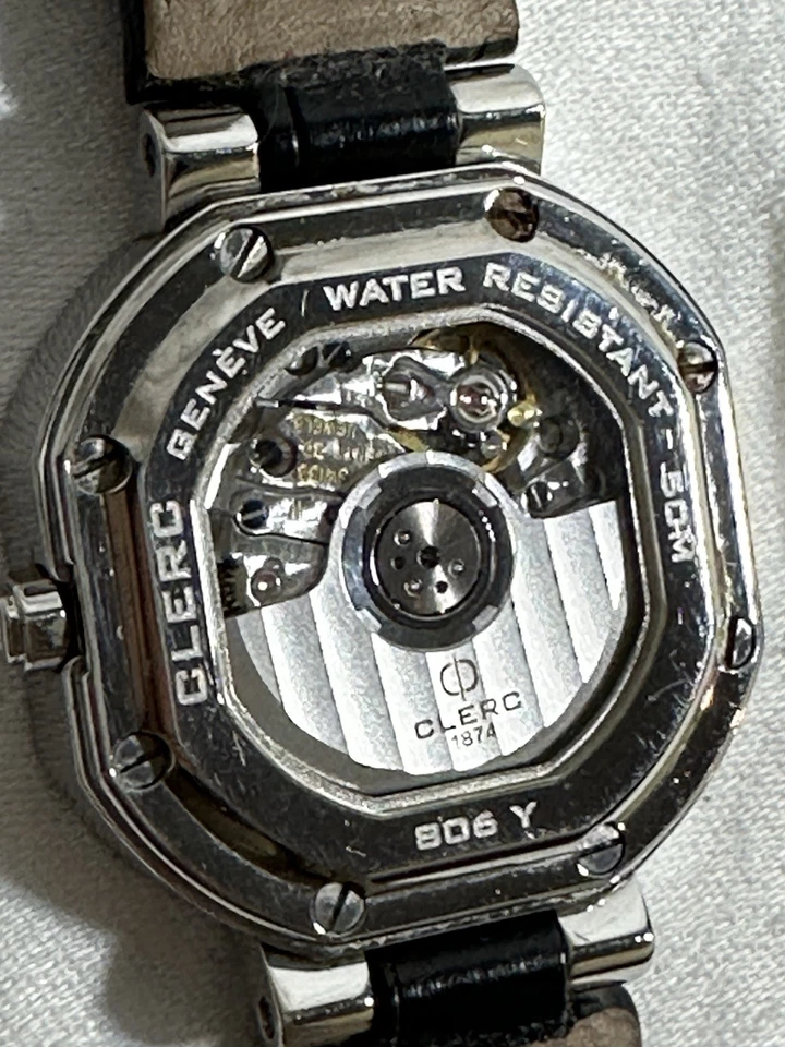 Fregona automática para mujer CLERC Geneve 3 azul diamante 50 m acero inoxidable robo Foto 4 de 4