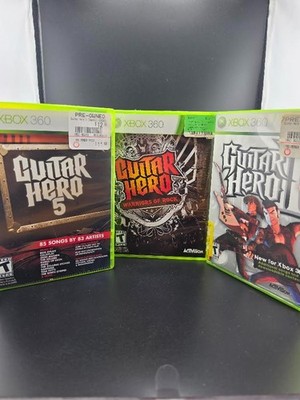 Guitar Hero Warriors of Rock, Guitar Hero 5, Guitar Hero 2 II all CIB XBOX 360