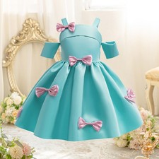 Flower Girls Kids Princess Ball Gown Bow Off Shoulder Birthday Christmas Dress