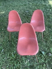 1962 Mid-Century Modern MCM Chromcraft Fiberglass Molded Shell Chairs Set Of 3
